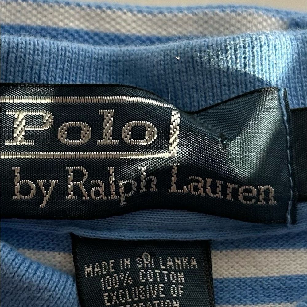Polo by Ralph Lauren Blue White Striped 100% cotton Polo Shirt Size Large - Picture 4 of 6